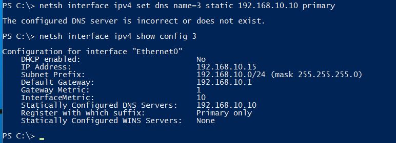 Set DNS Server address - Pv4 Networking with Netsh