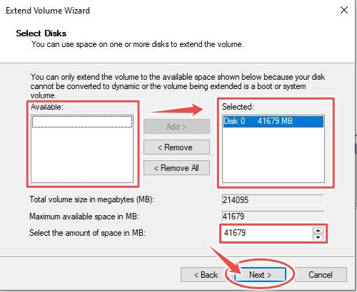 Add Disk(s) to Extend | Disk Management on Windows
