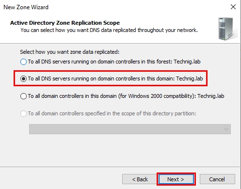 Selecting the Replication Scope for ADI DNS Zone