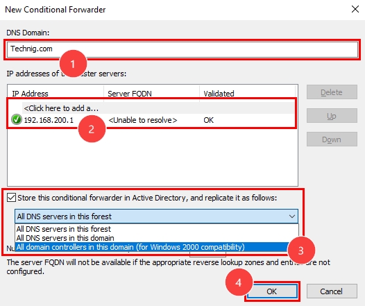 Adding a New Domain to the Conditional Forwarder