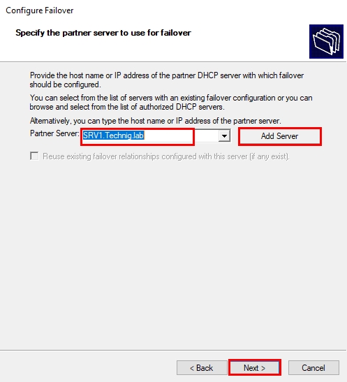 Selecting DHCP Failover Partner Server