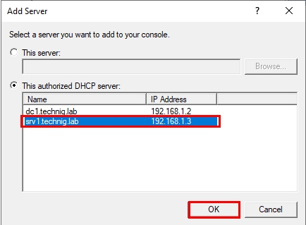 Specify the Remote DHCP Server to Access it.